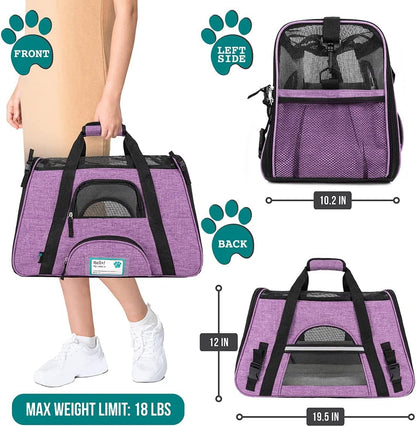 Airline Approved Pet Carrier for Cat, Soft Sided Dog Carrier for Small Dog, Cat Travel Supplies Accessories for Indoor Cat, Ventilated Pet Carrying Bag Medium Kitten Puppy