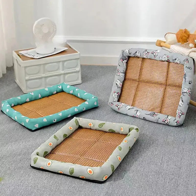 🌞🐾 Summer Cat & Dog Bed | Lightweight & Breathable | Rattan Mat | Cool Ice Nest for Pets 🐱🐶