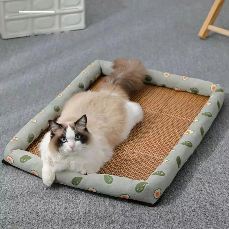 🌞🐾 Summer Cat & Dog Bed | Lightweight & Breathable | Rattan Mat | Cool Ice Nest for Pets 🐱🐶