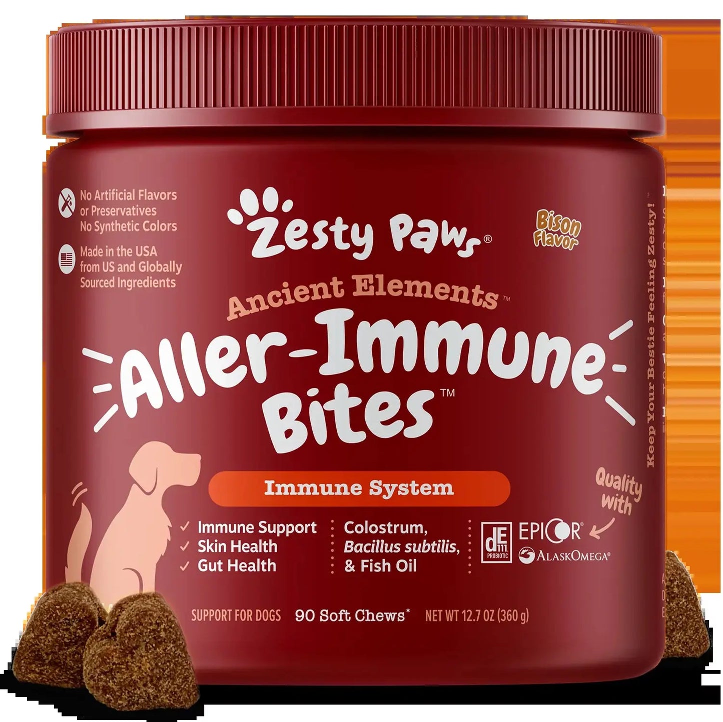 Senior Advanced Allergy Relief & Immune Support Bites for Senior Dogs,  Salmon Flavor, 90 Ct