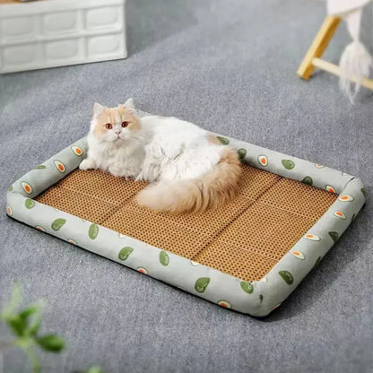 🌞🐾 Summer Cat & Dog Bed | Lightweight & Breathable | Rattan Mat | Cool Ice Nest for Pets 🐱🐶