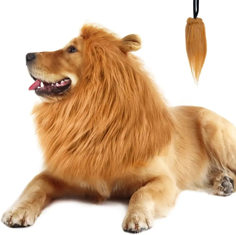 Realistic Lion Mane Costume for Dogs - Perfect for Medium & Large Breeds, Ideal for Halloween and Pet Parties