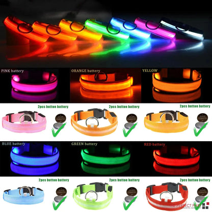 💡🐾 LED Adjustable Dog Collar | Blinking & Flashing Light | Glow Pets Safety | Waterproof 🌧️