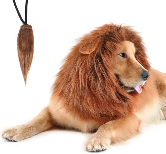 Realistic Lion Mane Costume for Dogs - Perfect for Medium & Large Breeds, Ideal for Halloween and Pet Parties