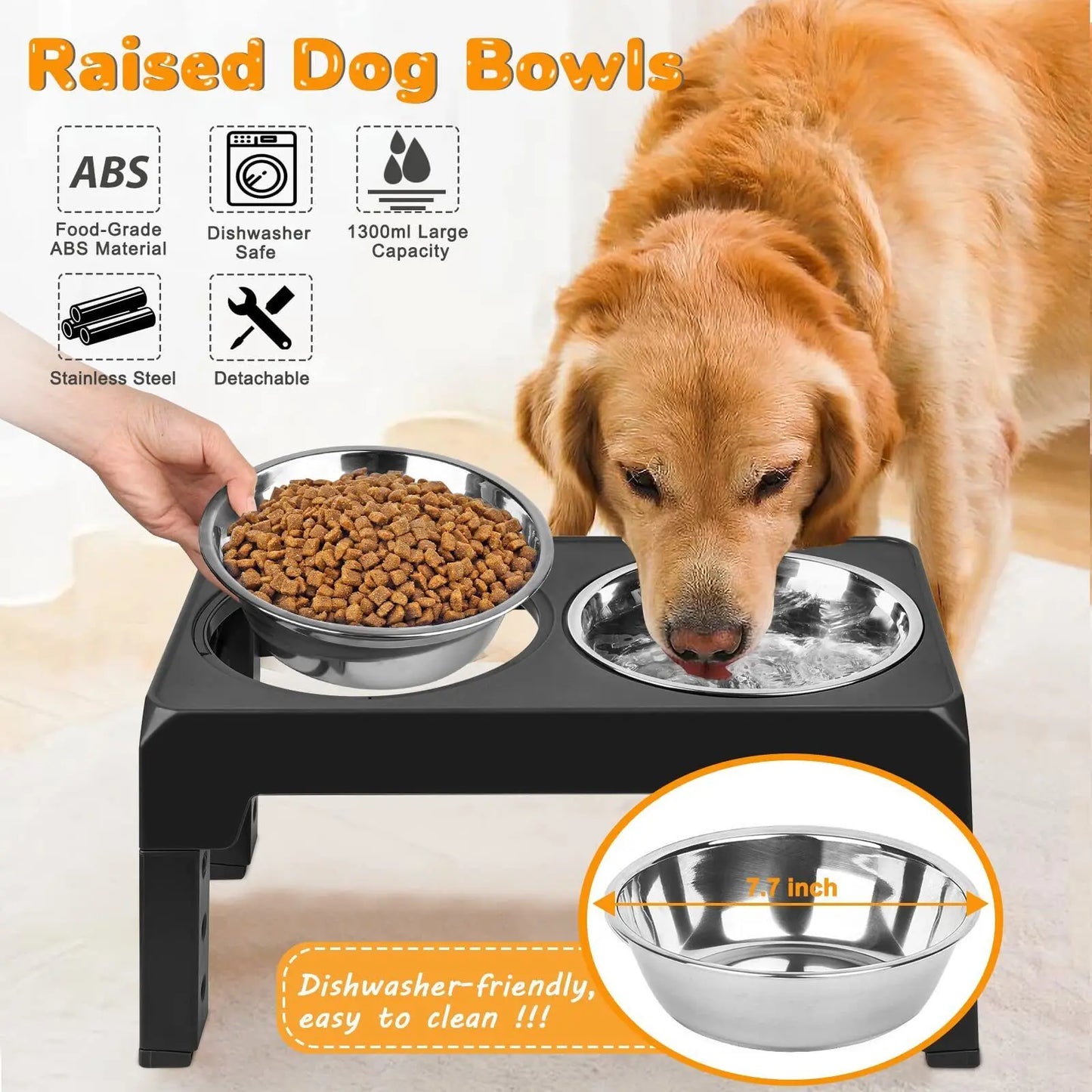 Elevated Dog Bowls 4 Adjustable Heights Raised Dog Food Water Bowl for Pet Dogs