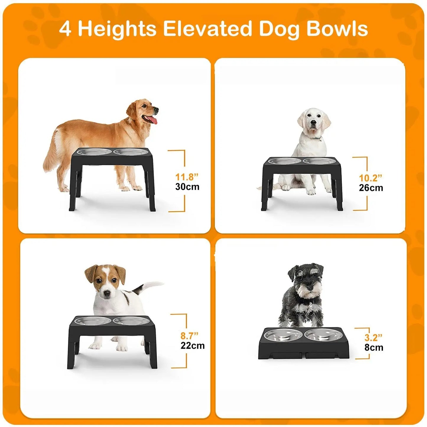 Elevated Dog Bowls 4 Adjustable Heights Raised Dog Food Water Bowl for Pet Dogs