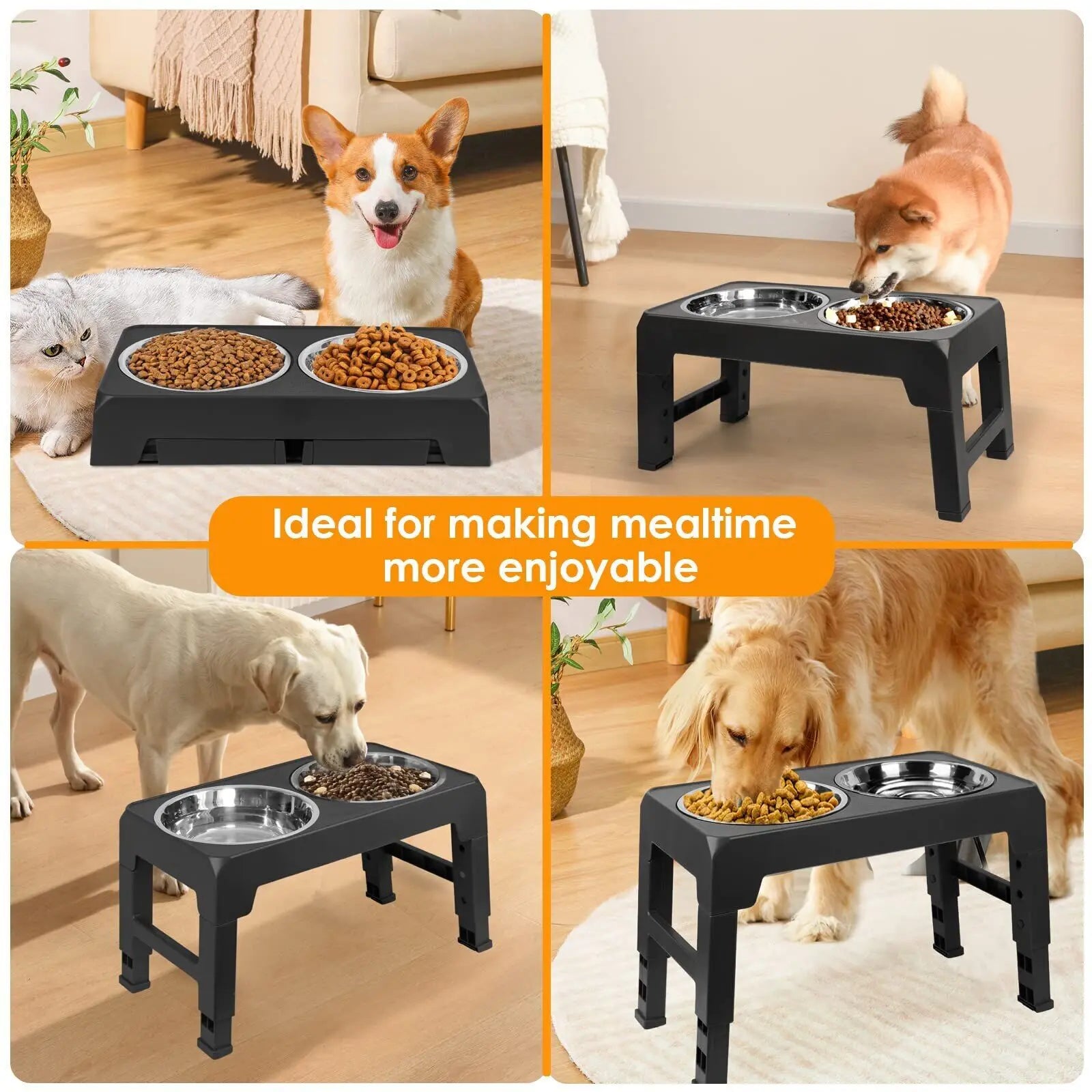 Elevated Dog Bowls 4 Adjustable Heights Raised Dog Food Water Bowl for Pet Dogs