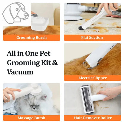 Ultimate Pet Grooming Kit with Vacuum Suction – 99% Hair Removal, 1.5L Dust Cup, 6 Grooming Tools for Dogs, Cats & More