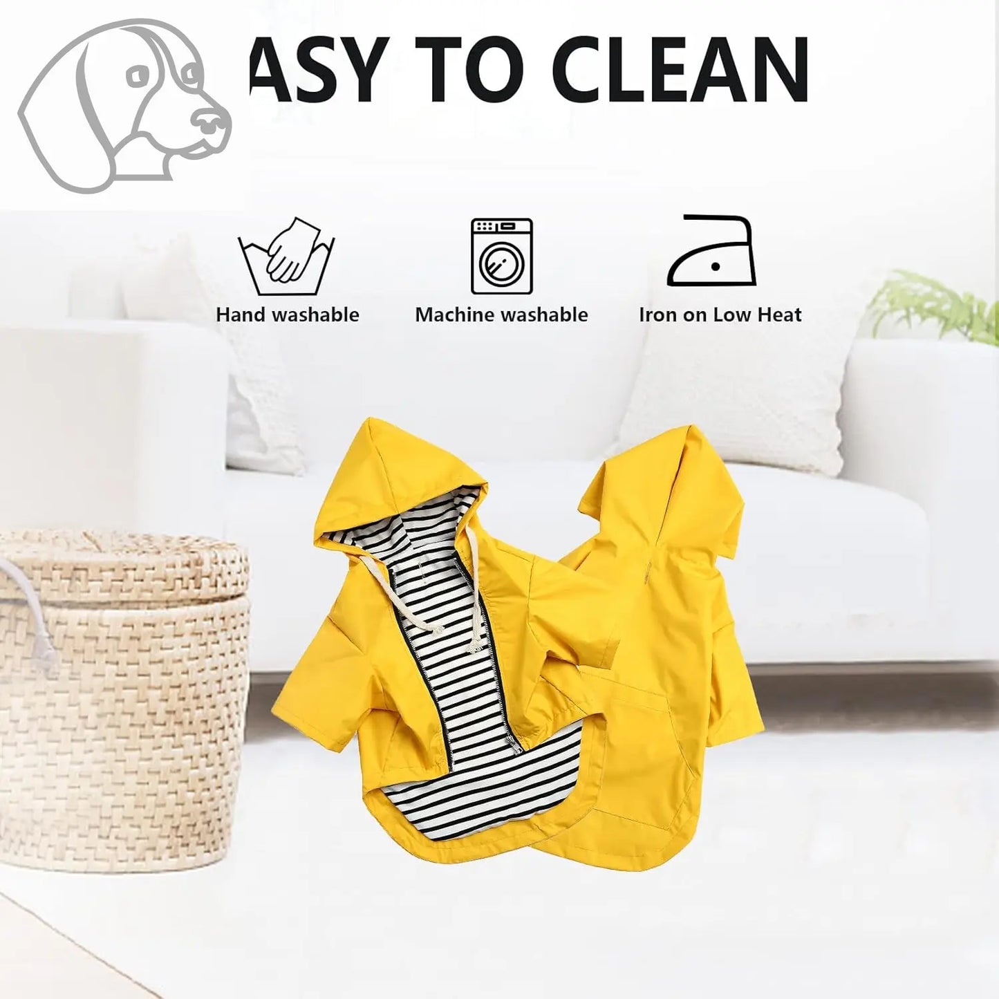 Dog Raincoat Puppy Rain Jacket with Hood for Small Medium Breeds with Reflective Strap Storage Pocket Harness Hole Yellow S