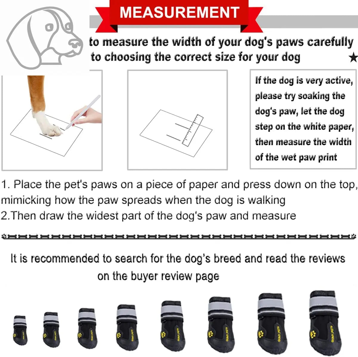 Dog Shoes for Large Dogs, Medium Boots & Paw Protectors for Winter Snowy Day, Summer Hot Pavement, Waterproof in Rainy Weather, Outdoor Walking, Indoor Hardfloors anti Slip Sole Black Size 6