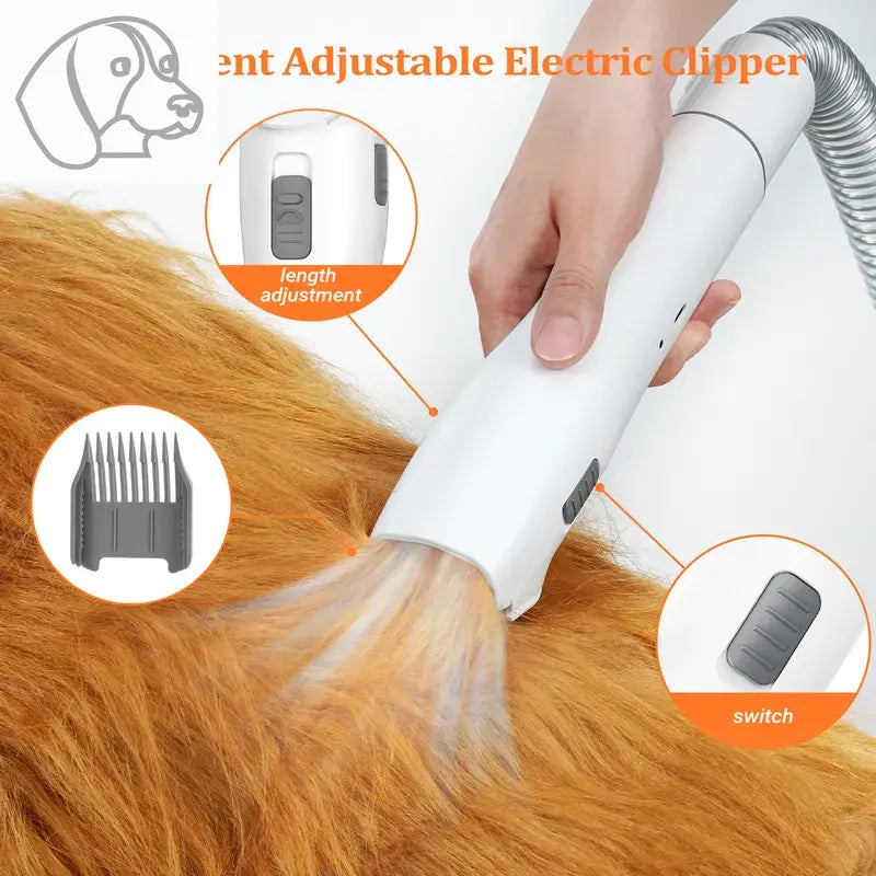 Ultimate Pet Grooming Kit with Vacuum Suction – 99% Hair Removal, 1.5L Dust Cup, 6 Grooming Tools for Dogs, Cats & More